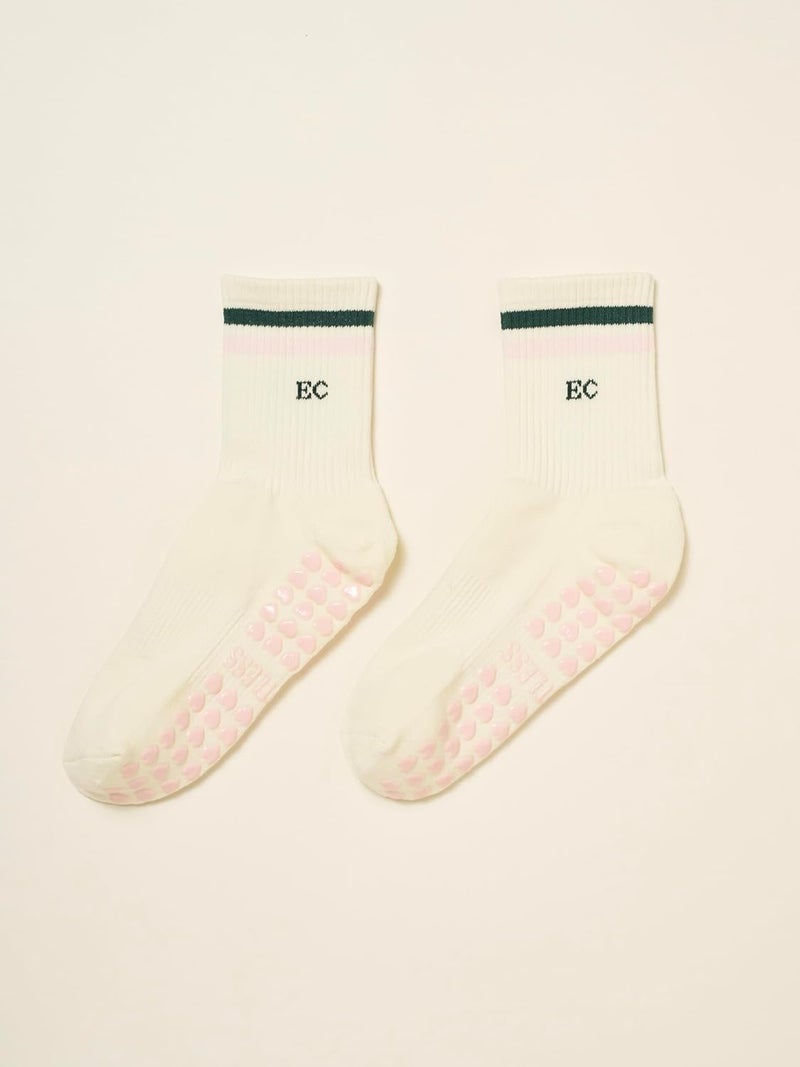 Shapes Studio Crew Half Calf Grip Socks, Cutest Fruits Pilates Socks, Ruffle socks, Non-Slip, Barre Yoga Fitness - Image 2